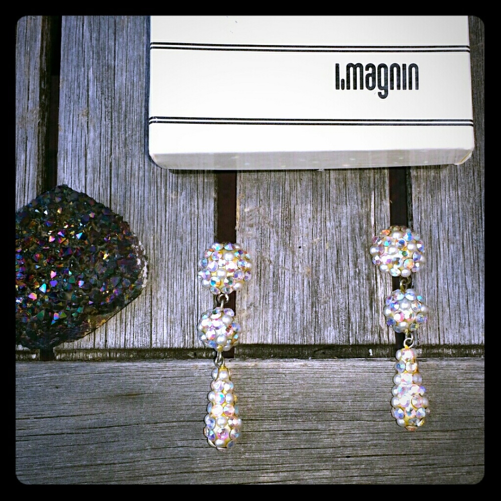 Vintage Swarovski Crystal and Pearl Drop Earrings